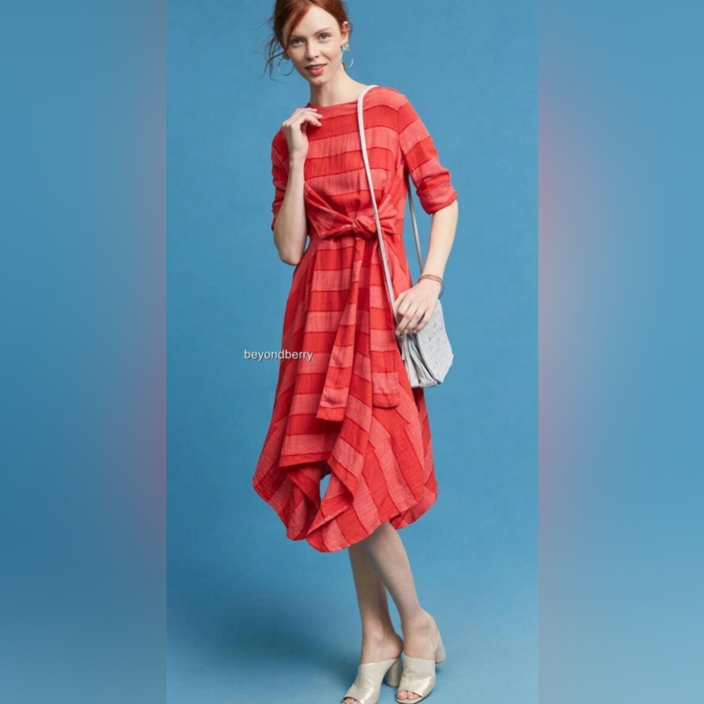 Eva Franco for Anthropologie striped tie-front dress